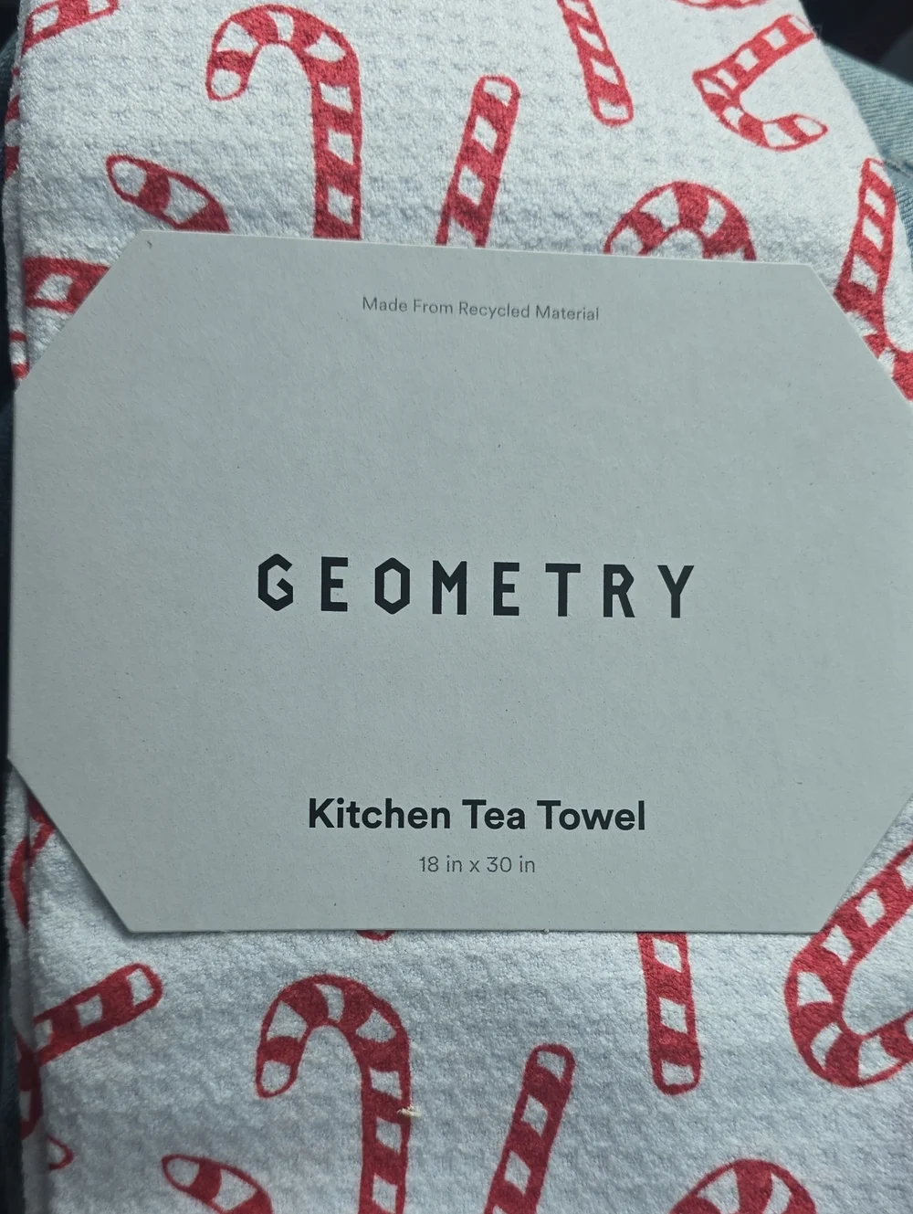 Geometry Christmas Candy Canes Tea Towel- Nwt- 18x30